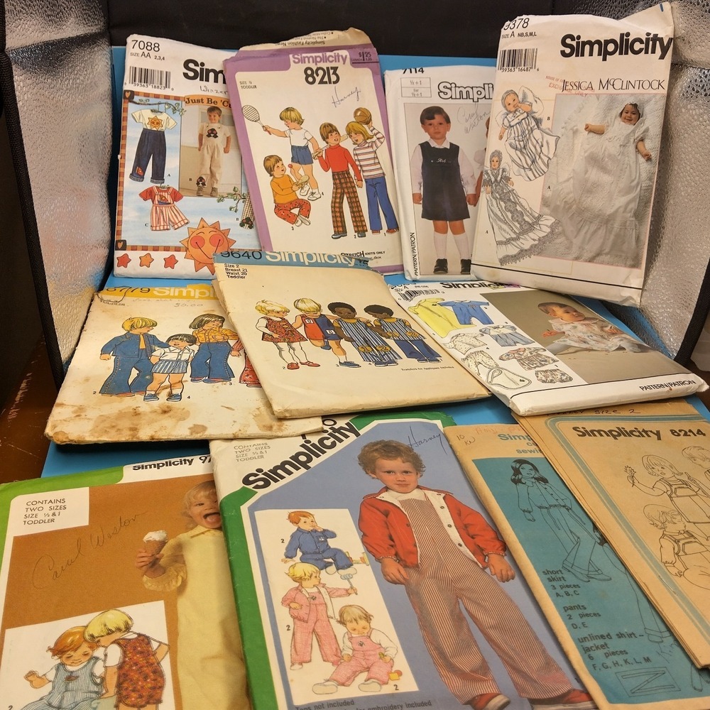 Vintage Simplicity Sewing Pattern Lot Toddler Baby Overalls Dresses 1970s-90s...